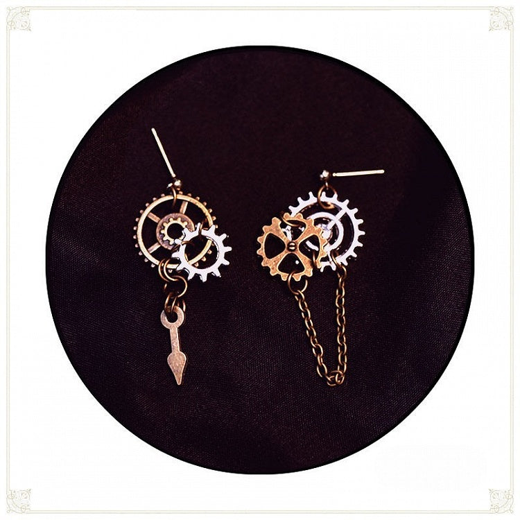 Gear Decorated Punk Chain Earrings