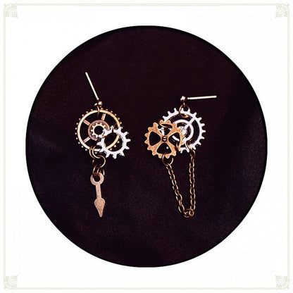 Gear Decorated Punk Chain Earrings