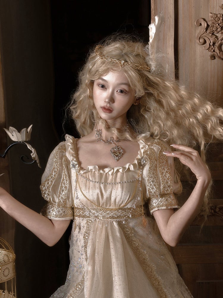 Tiara Golden with Adorned Feather