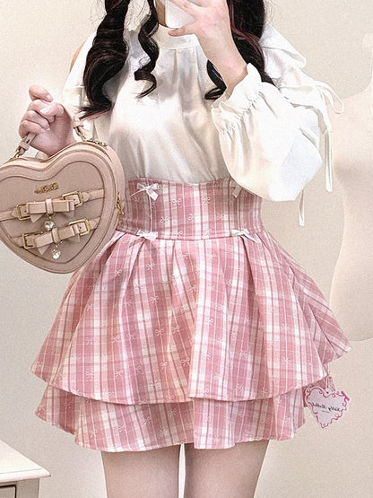 High-Waist Edgy in Skirt: 3 Sweet Jirai Tiered Plaid Kei Colors