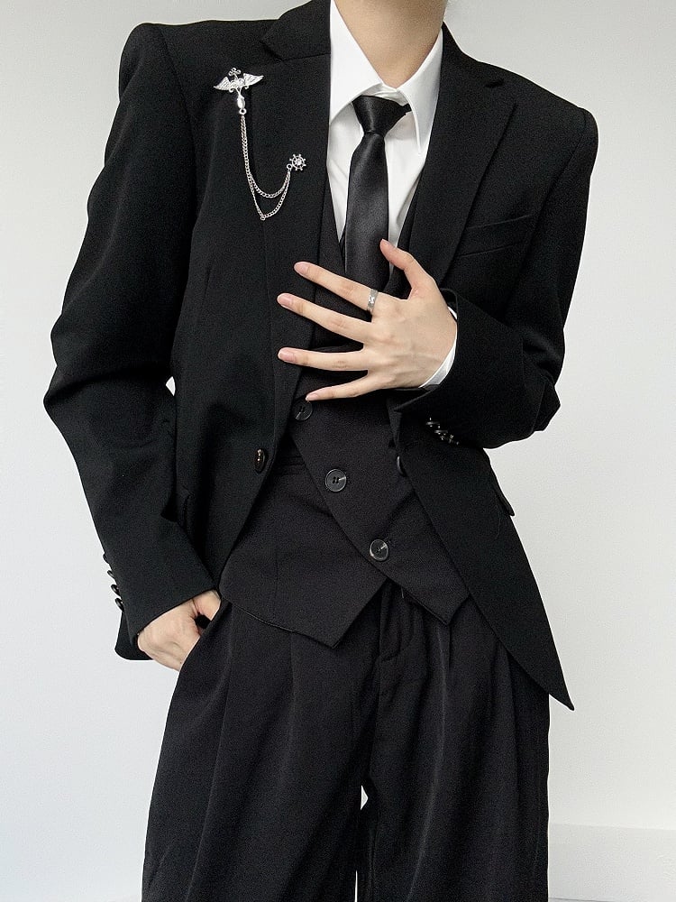 Flat White Collar Long-Sleeve Ouji Unisex Shirt Lolita Pointed