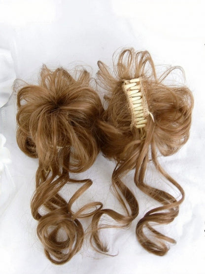 Honey Tea 22cm Full Bangs Bob Wig with Double Bun Claw Clip - Sinwavy