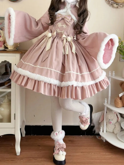 80～100cmのボレロバスト用プラッシュウエスト - ハイSスカート+ピンクトリミングクリアランスジャンパーサイズ