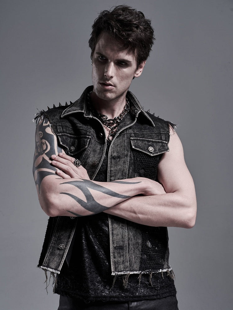 Black Men's Punk Decadent Vest
