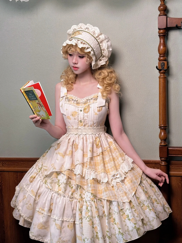 Lemon and Patchwork Lolita Sweet Print Skirt Dress Design Bunny