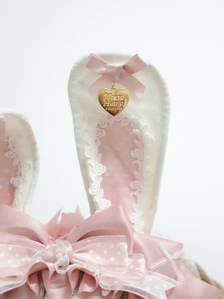 Bunny-Ear Bows Lace Pastel Pink Ruffled with KC Polka-Dot