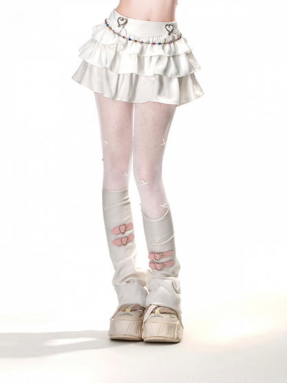 ホワイトハートバックルAラインティアードスカート