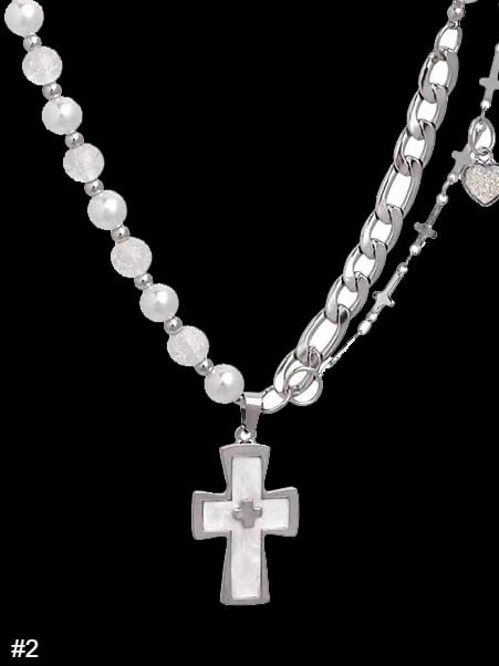Cross Pendant Silver Y2K Necklace - Kiwi Store