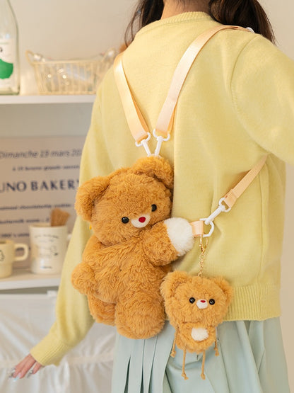 黄色のかわいいクマとアリのぬいぐるみキーチェーン