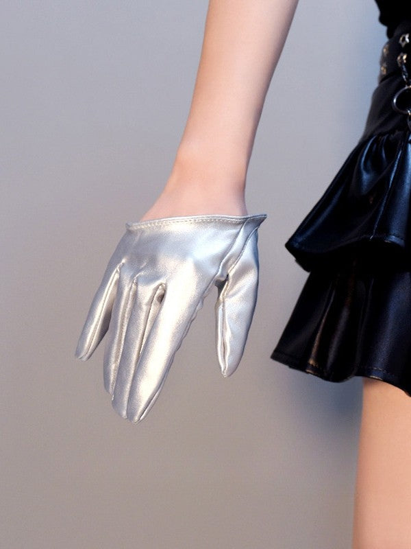 PU Silver Cyberpunk Gloves