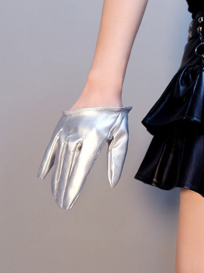 PU Silver Cyberpunk Gloves