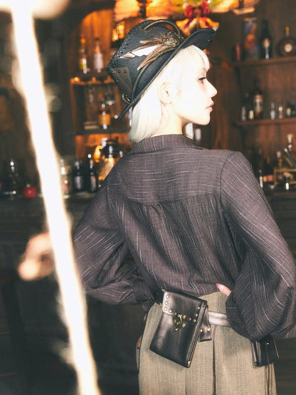 Hat Cowboy Decorated With Gear Steampunk Bronze Black