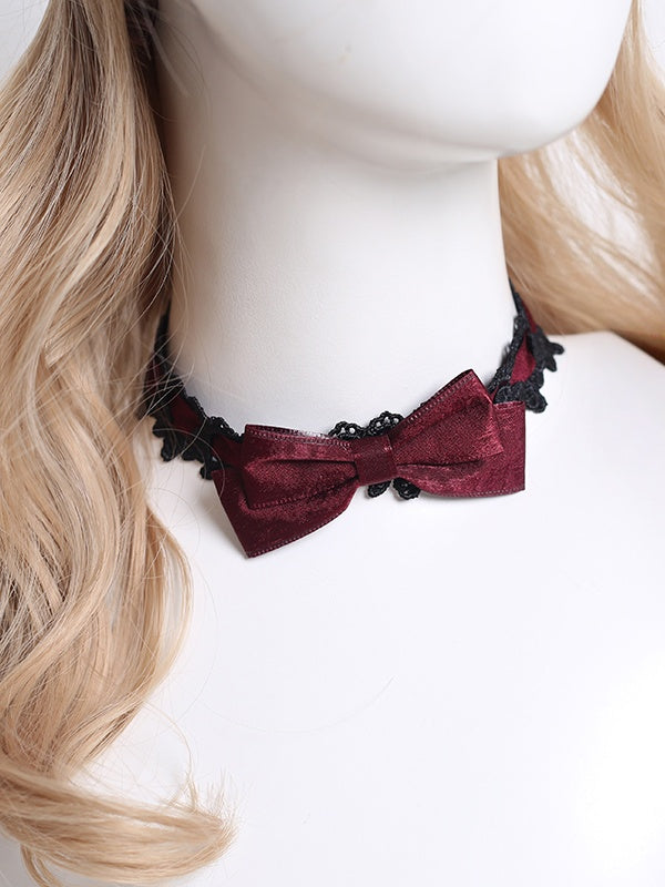 Choker Cute Colors Bowknot Lolita Lace Black 6