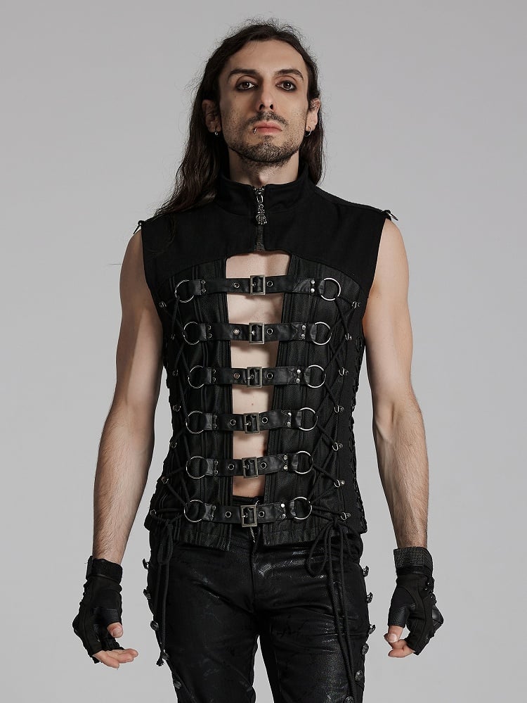 Black Men's Punk Power Sense Personality Vest