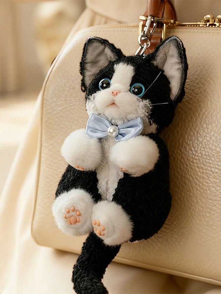 Black/Gray/White Devon Keychain Cute Cat