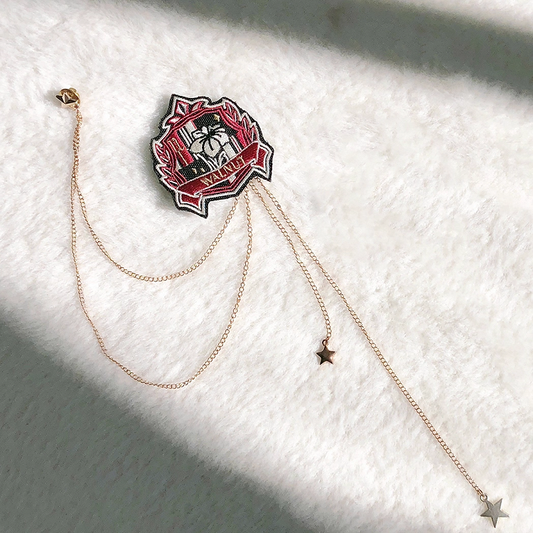 Embroidery Badge Floral Red/Brown