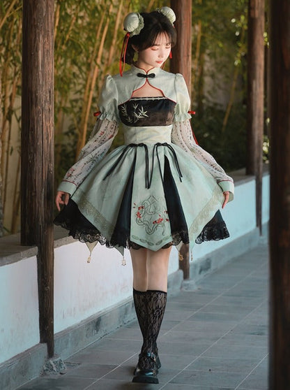 Print Big + Dress Apron Bow Short China