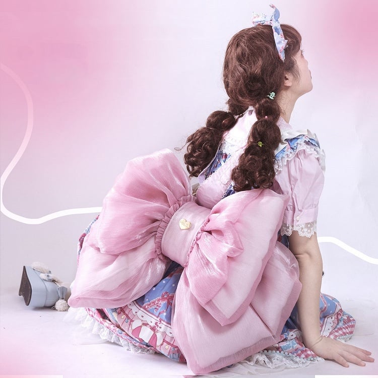 Deep Pink Bow Peach Big Backpack