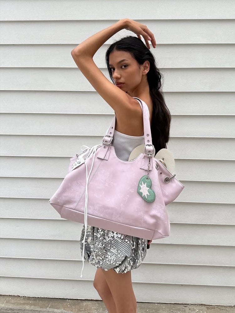 Chic Pink Minimalist Tote Bag - Large Capacity