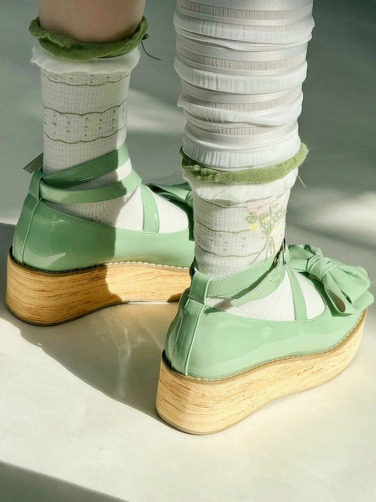 Platform Sweet Lolita Straps with Shoes Crisscross Green