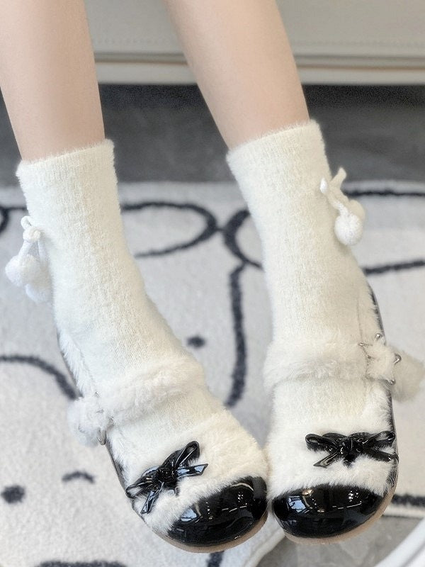 Star Flat Bow Sweet Accents Black with Shoes Lolita Snap