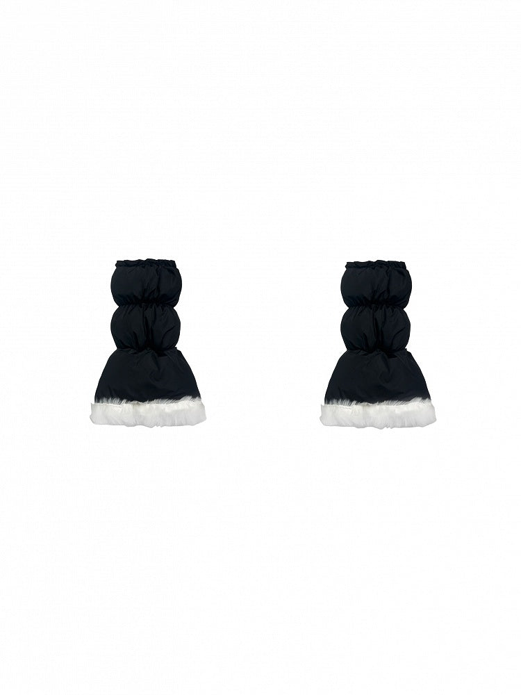 グレー/ホワイト/ブラック パフィーウォームレッグウォーマー