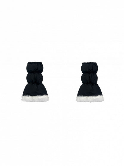 グレー/ホワイト/ブラック パフィーウォームレッグウォーマー