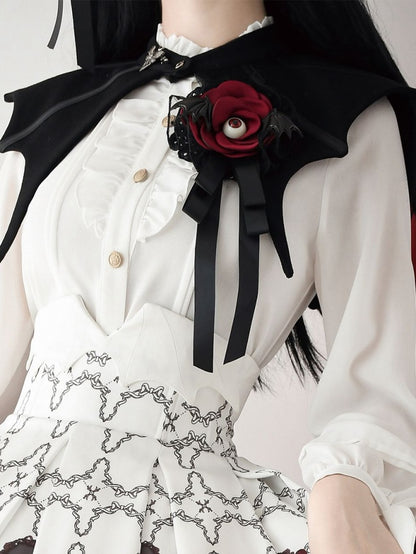 Schwarze Fledermausflügel Rote Augapfelblume Gothic Floral Haarspange