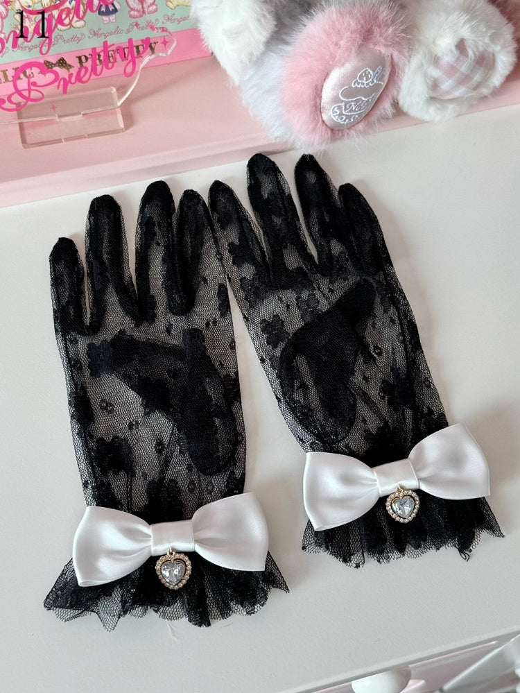Krone/Herz Schleife Spitzenhandschuhe Optionen Charm 16