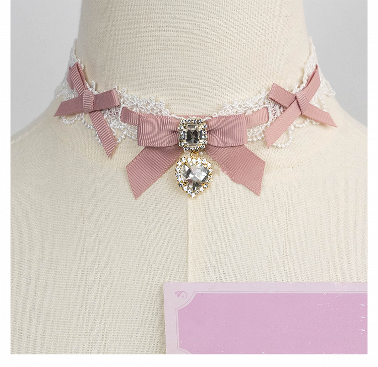 Chain Layer 11 Detachable Double Beaded Heart Jirai Choker Kei Charms Rhinestone with Options