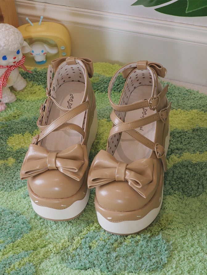 Platforms Light Brown Crisscross Toe Design Sweet - Round