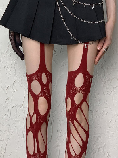 Design Y2K Red/Black Tights Cut-out