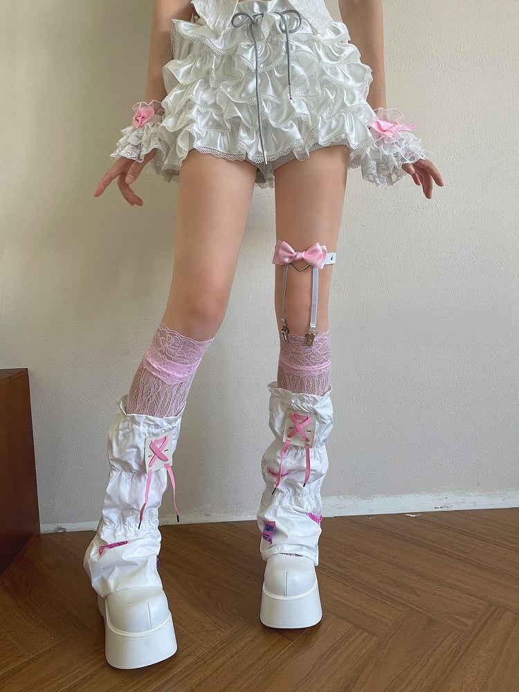 Pink Garterwith Decoration Bow Leg Heart