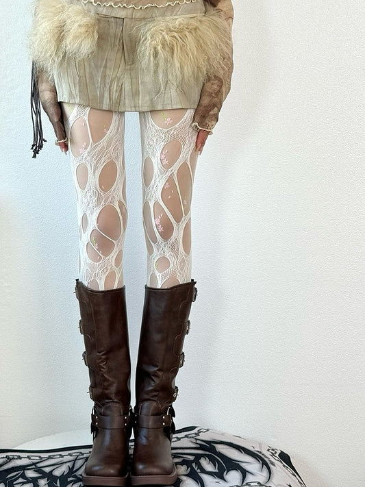 Tights White Cut-out Design