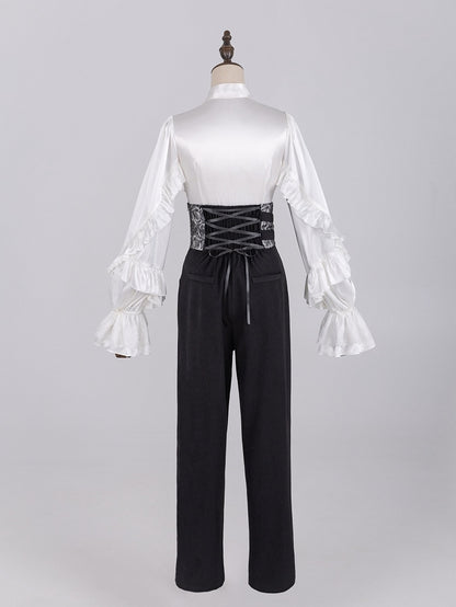 White Prince Shirt with Cascading Ruffles and Flounce Trim - DevilInspired Exclusive Collection
