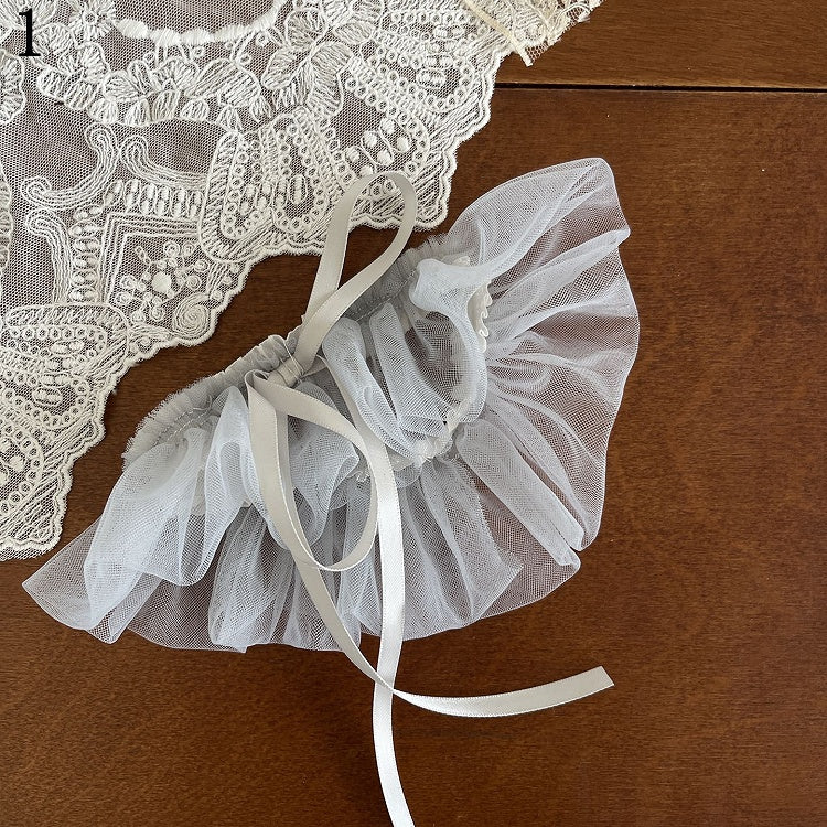 Overknee Blau Beinstrumpfhose mit Bündchen Spitze Schleife Feder