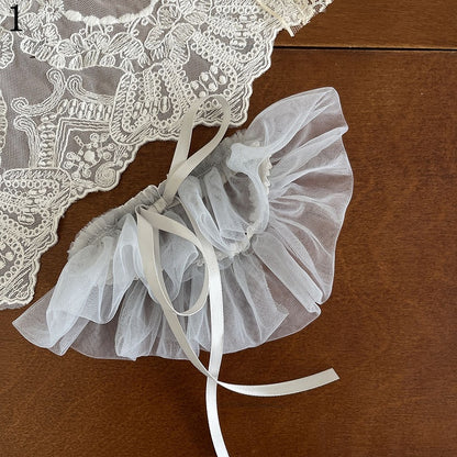 Overknee Blau Beinstrumpfhose mit Bündchen Spitze Schleife Feder