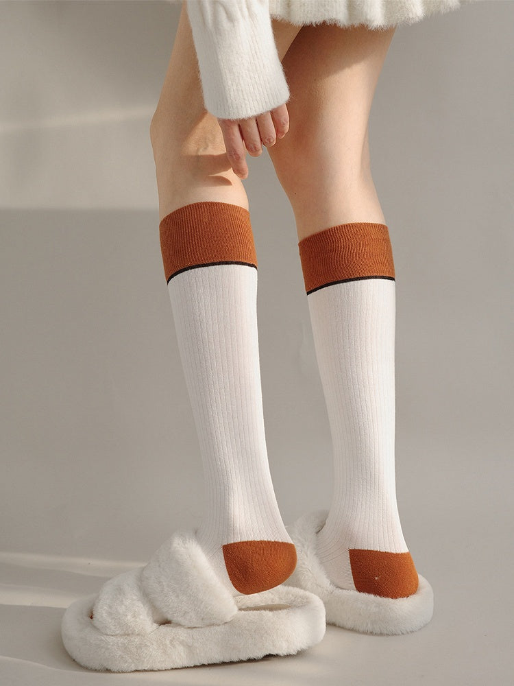 Contrast-Top (Multi-Color Options) Socks Ribbed Calf