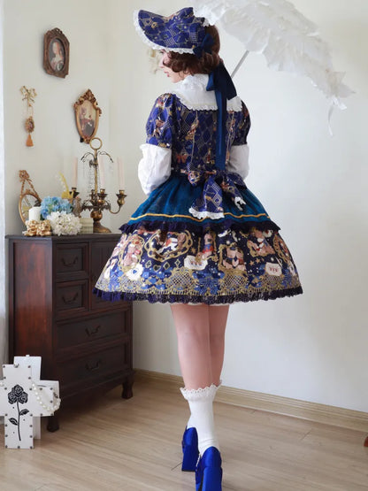 プリントボンネットベアブルークリアランス -