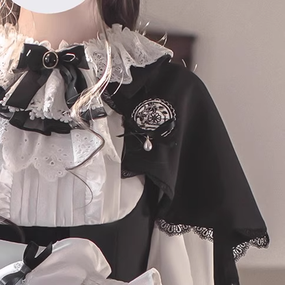 with Accent Floral Bead Embroidered Badge Black