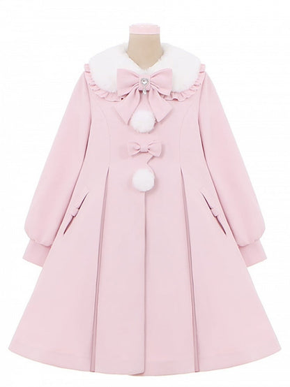 Elegant Cape and Collar Coat Peter Detachable Kei Long Plush Pan Pink with Jirai