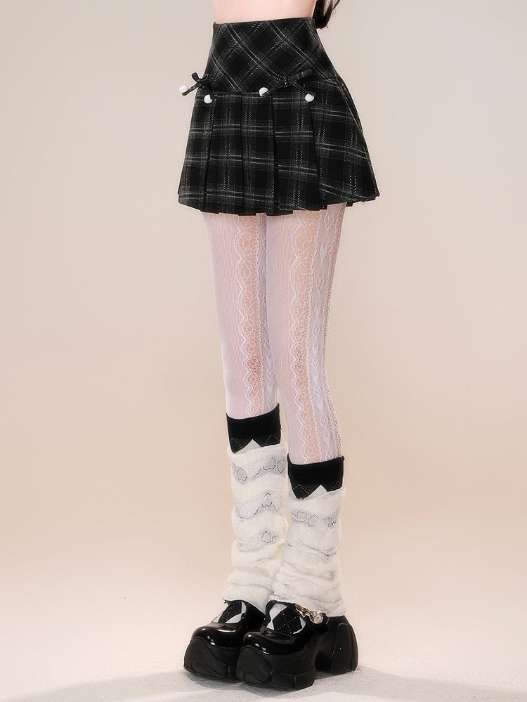 ブラックチェック柄取り外し可能な蝶結びスカート