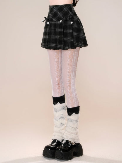 ブラックチェック柄取り外し可能な蝶結びスカート