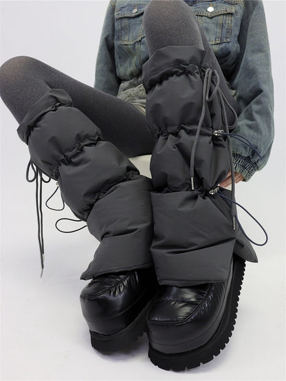 and Mid-calf 3 Drawstring Design Leg Warm Elastic Winter with Warmers Colors