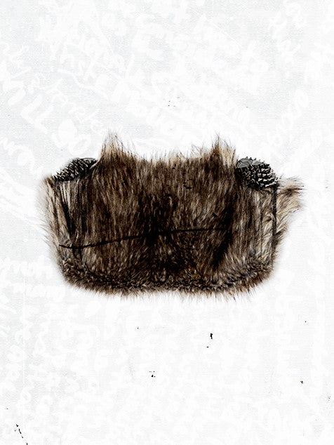 Chain with Brown Accents Vintage Faux Details Studded Vest Fur Punk