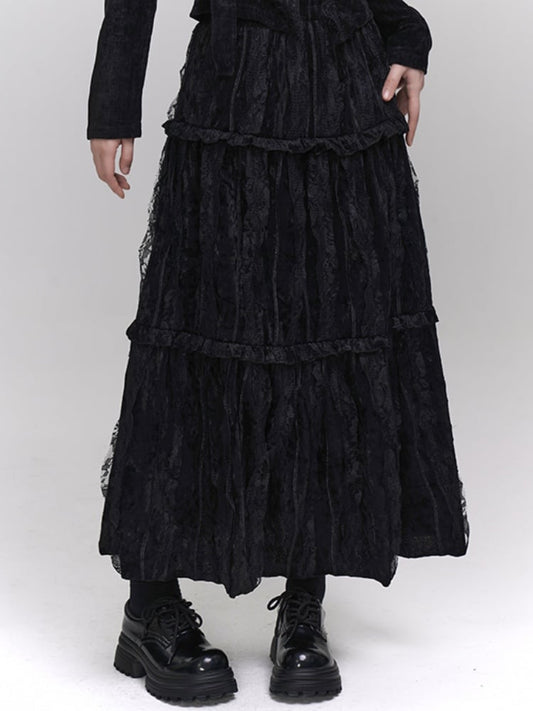 Gothic Black Ankle Length Skirt