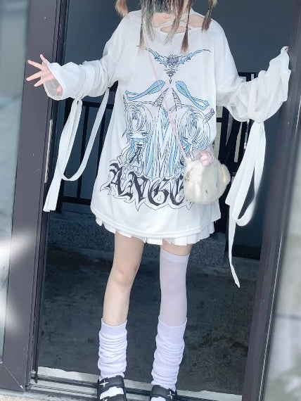 Kei T-Shirt White Twins Print Jirai