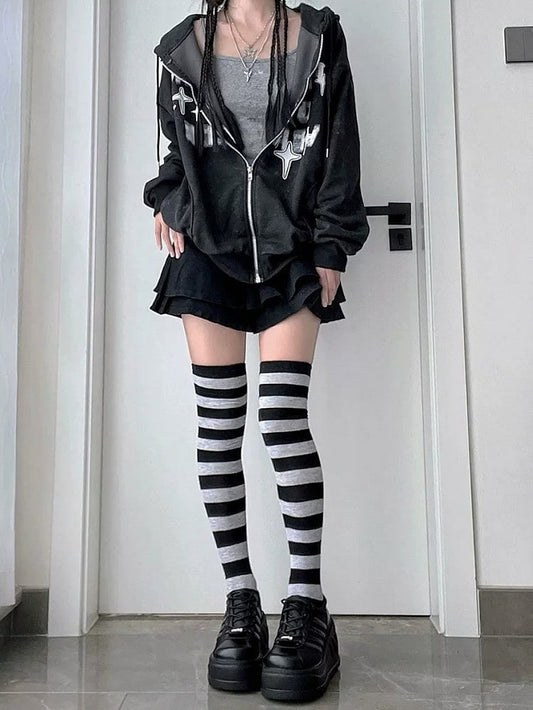 Striped - 2 Colors Stockings Thigh-High Punk JK