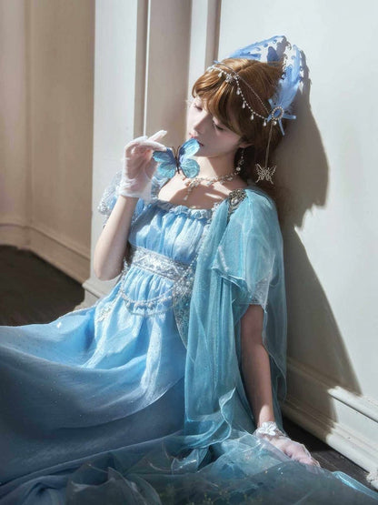 Feather Blue Chain Headpiece Butterfly