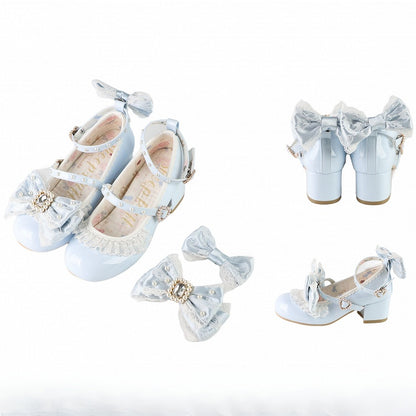 Polished And Bowknot Decorated Blue Detachable Beaded Rhinestone